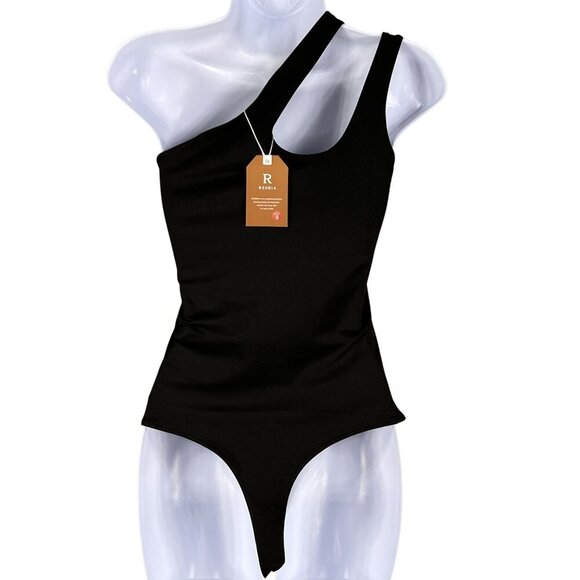 Reoria NWT Women S Cutout Neck Sleeveless Black Shapeware Vamp Bodysuit Coquette - Picture 6 of 10